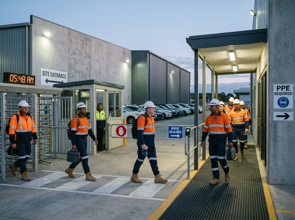 Workers arriving early for shift in South-East Melbourne.