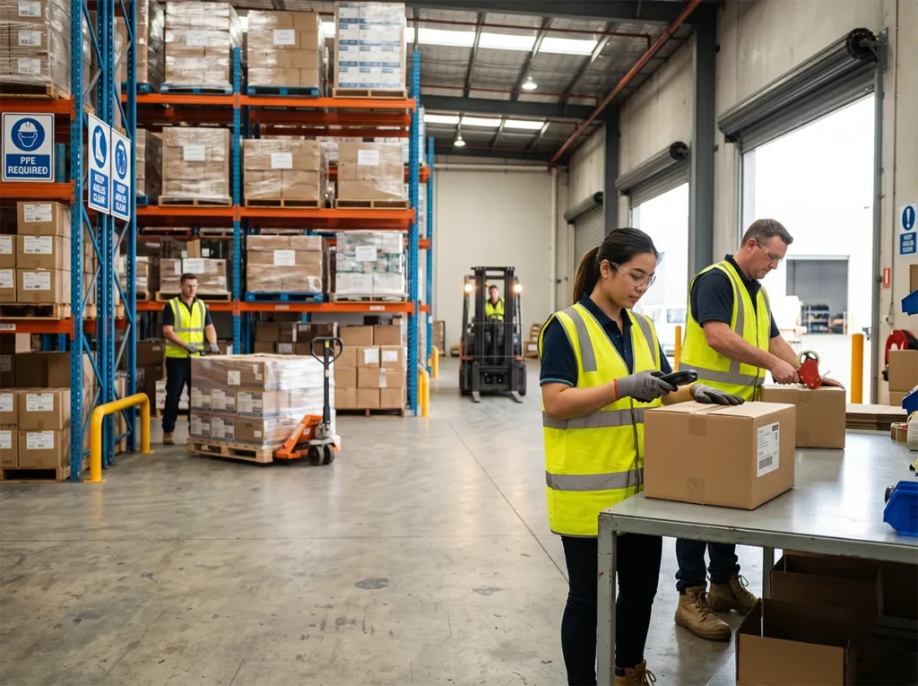 Real warehouse or factory task conditions in South-East Melbourne.