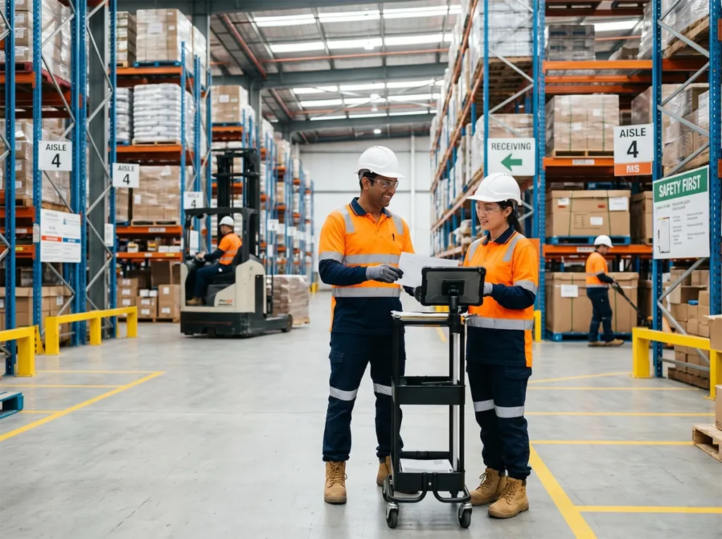 Worker fitting well into a warehouse or factory team in South-East Melbourne.